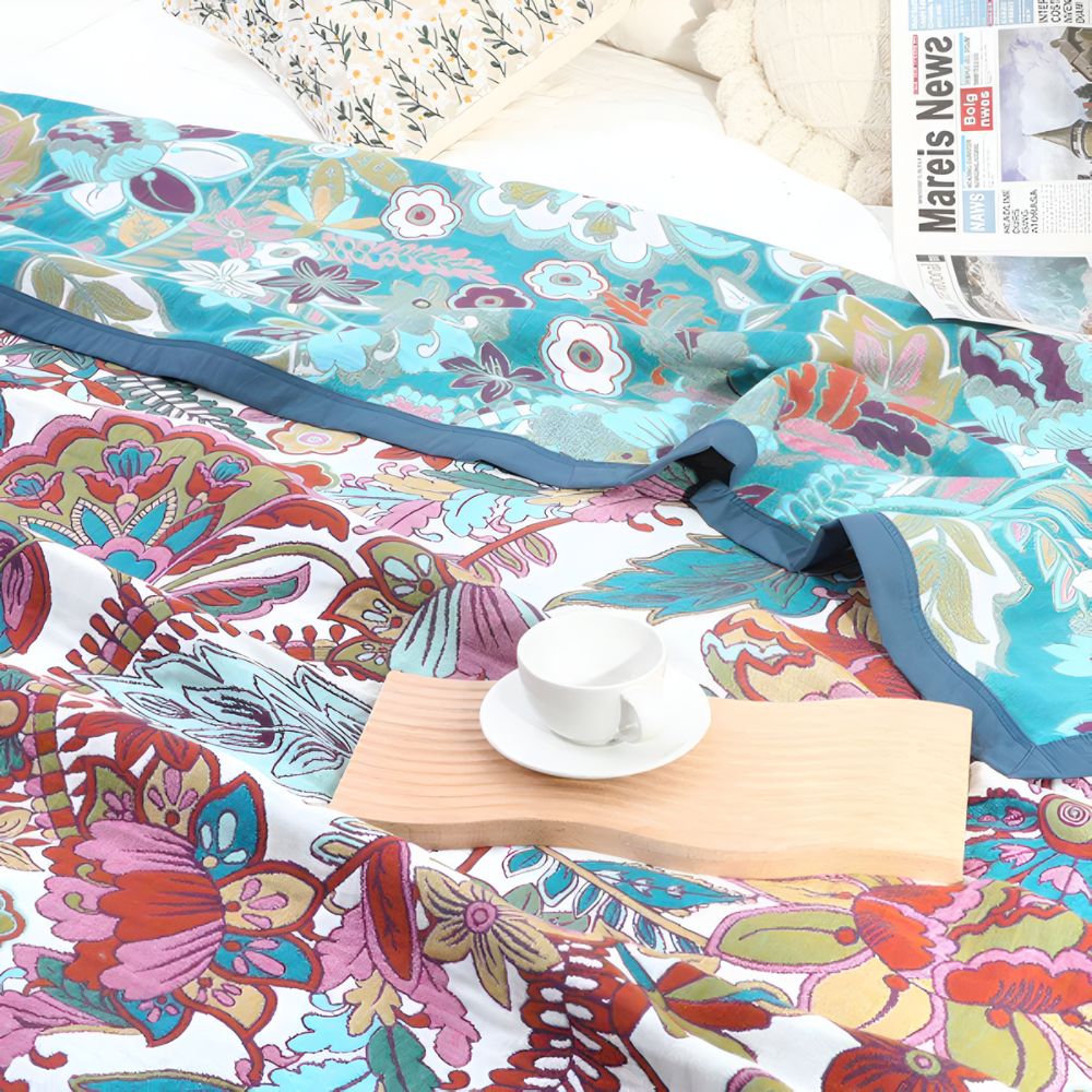 Floral Serenity Reversible Blanket — product close-up