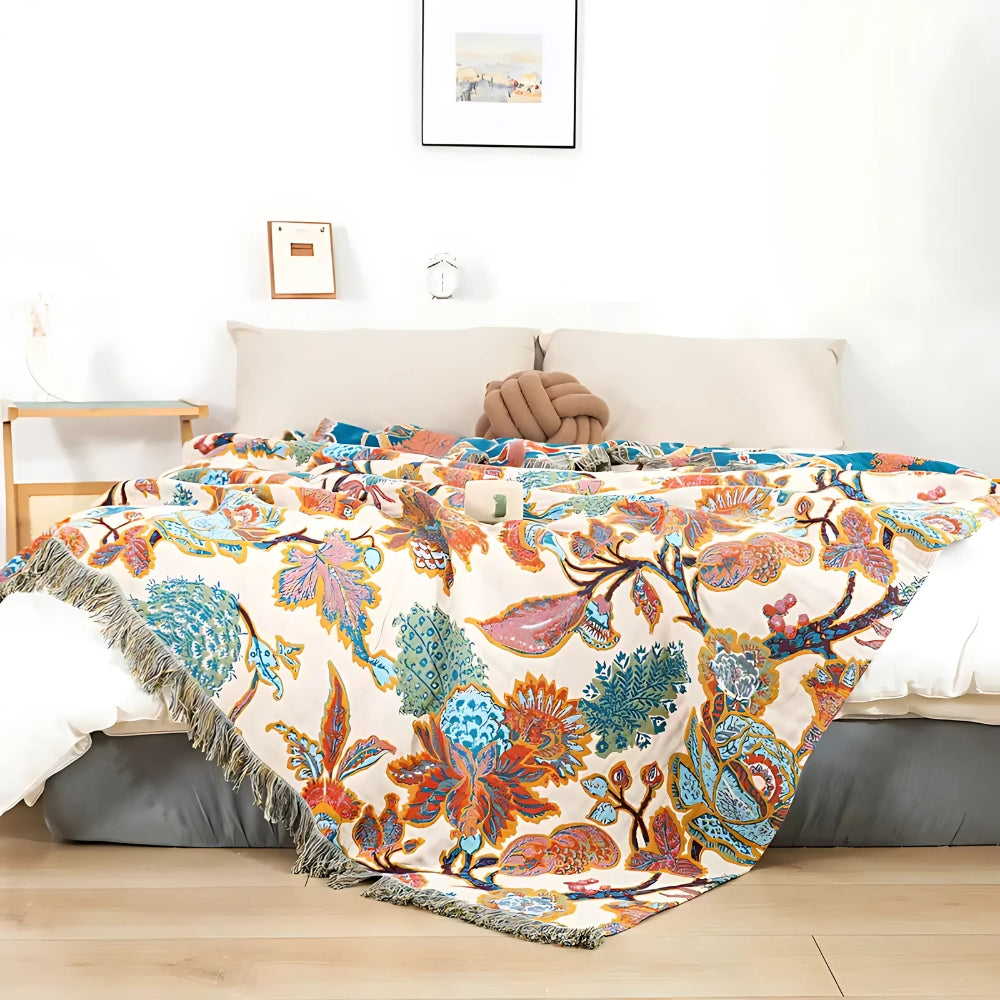 Floryn Garden-Inspired Reversible Blanket — product detail view