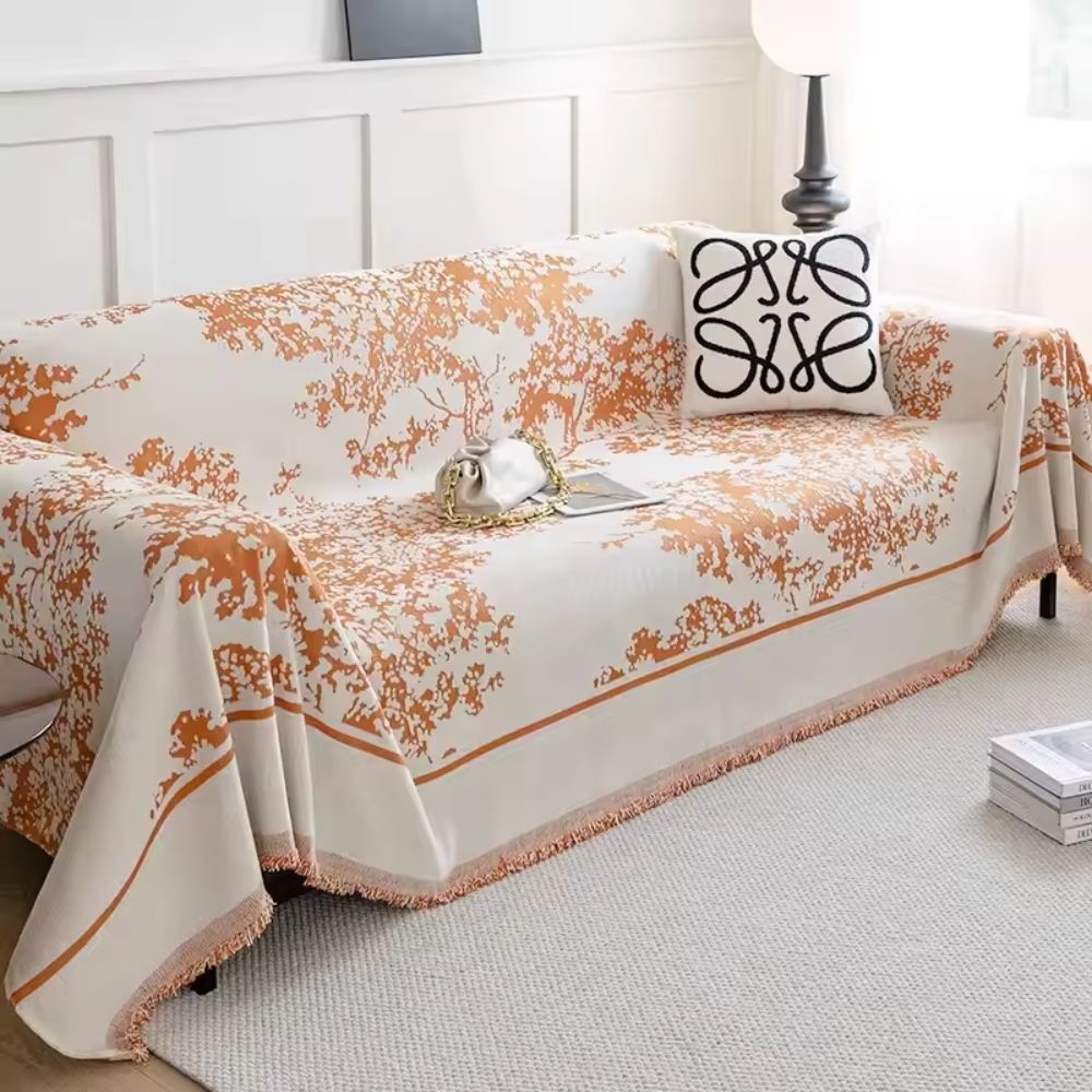 Chenille Flowerfield Sofa Cover — product in use