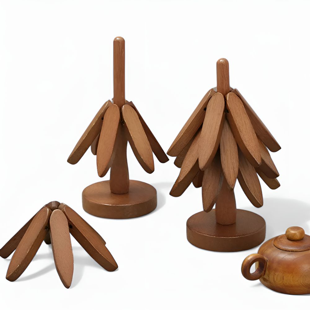 Foldable Wooden Trivets | 3 Pcs Set — product detail view