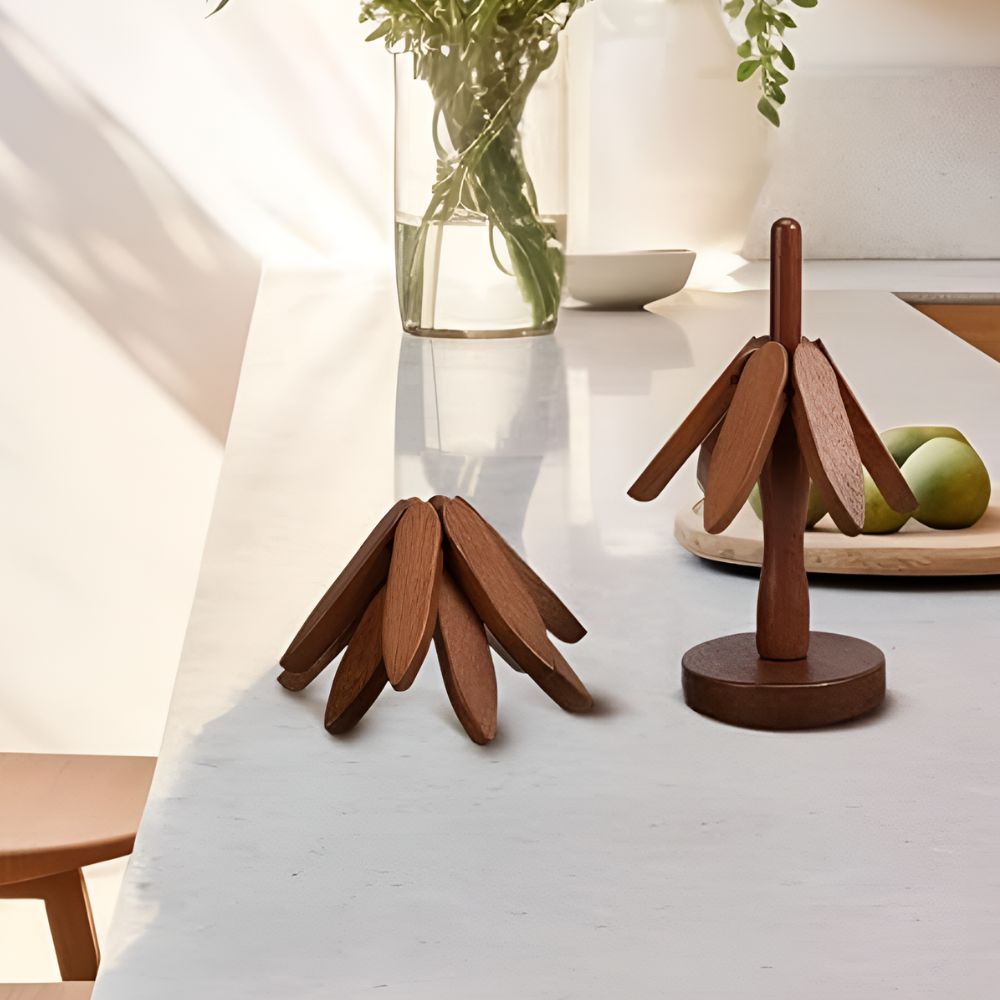 Foldable Wooden Trivets | 3 Pcs Set — product feature detail