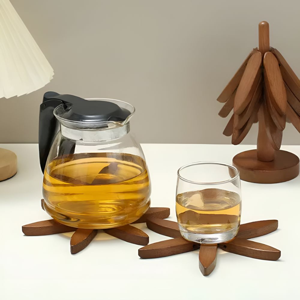 Foldable Wooden Trivets | 3 Pcs Set — size and scale reference