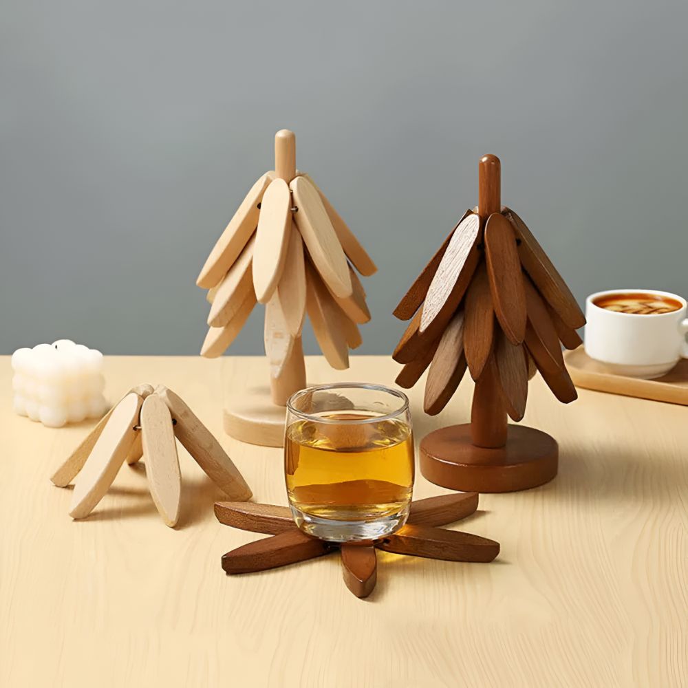 Foldable Wooden Trivets | 3 Pcs Set — material texture close-up