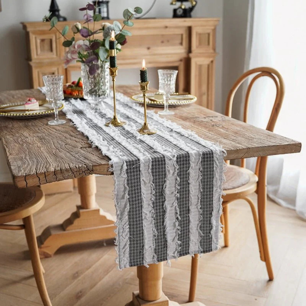 Frayed Fabric Strips Table Runner — main product photo