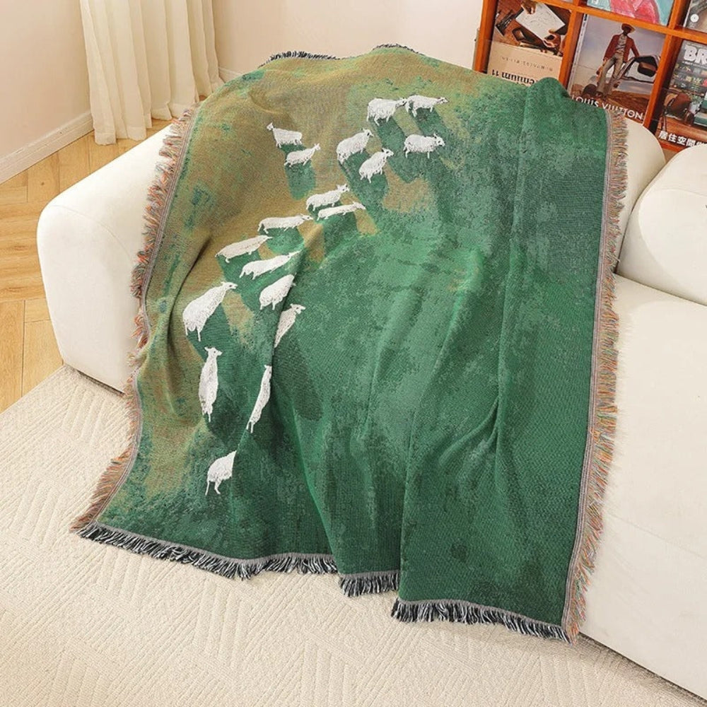 Frida Sheep Woven Throw Blanket — product detail view