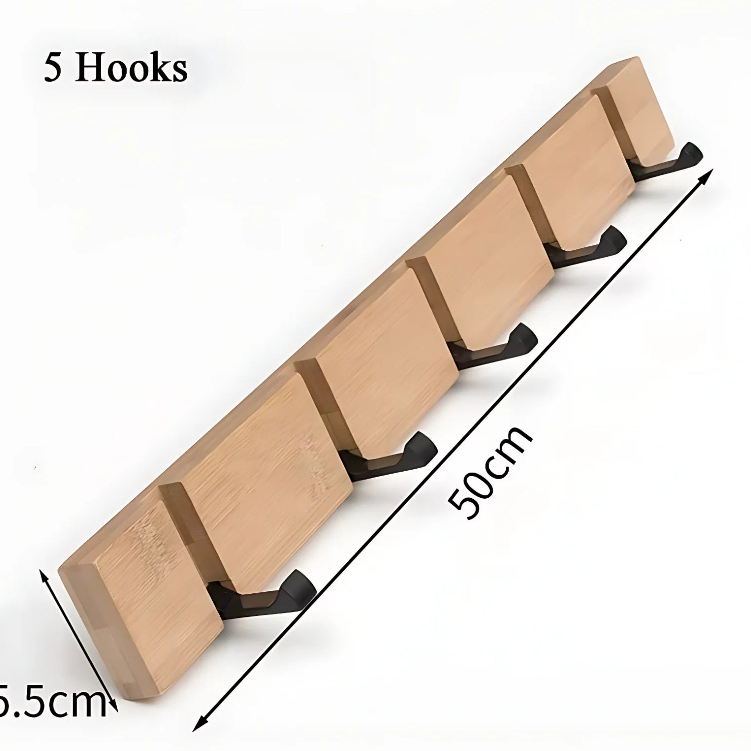 Functional Flip Wooden Wall Hook Rack — alternate angle view