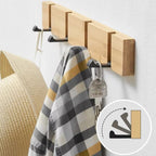 Functional Flip Wooden Wall Hook Rack — product detail view