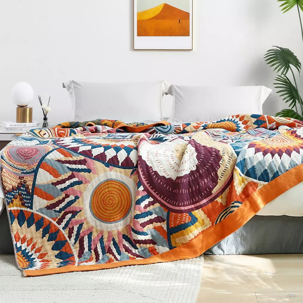 Sunburst Cotton Blanket — product in use