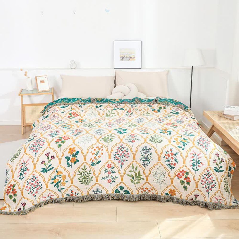 Garden Reverie Cotton Blanket — alternate angle view