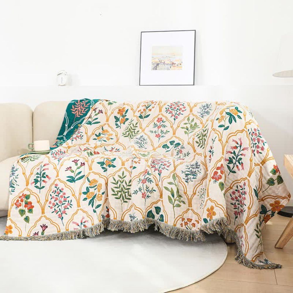 Garden Reverie Cotton Blanket — product detail view