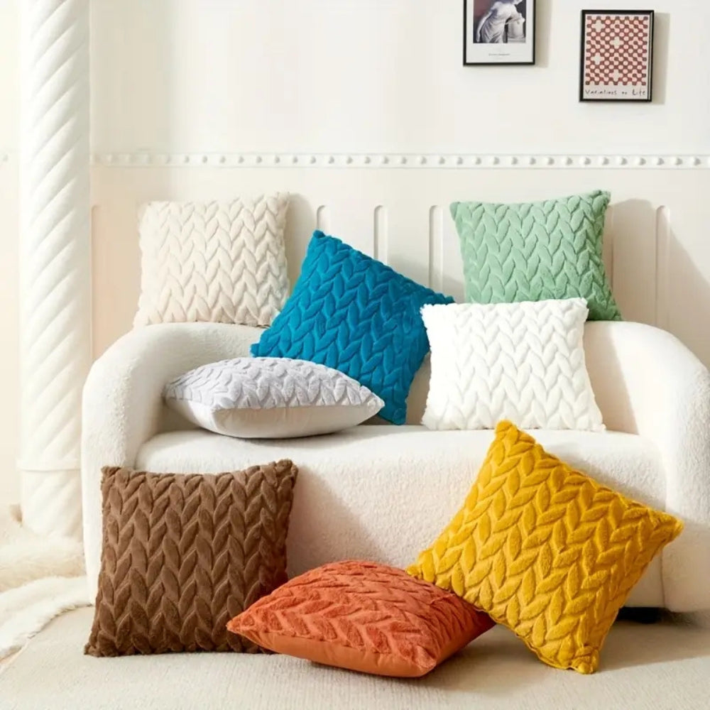 Geo Leaves Embroidered Cushion Cover — main product photo