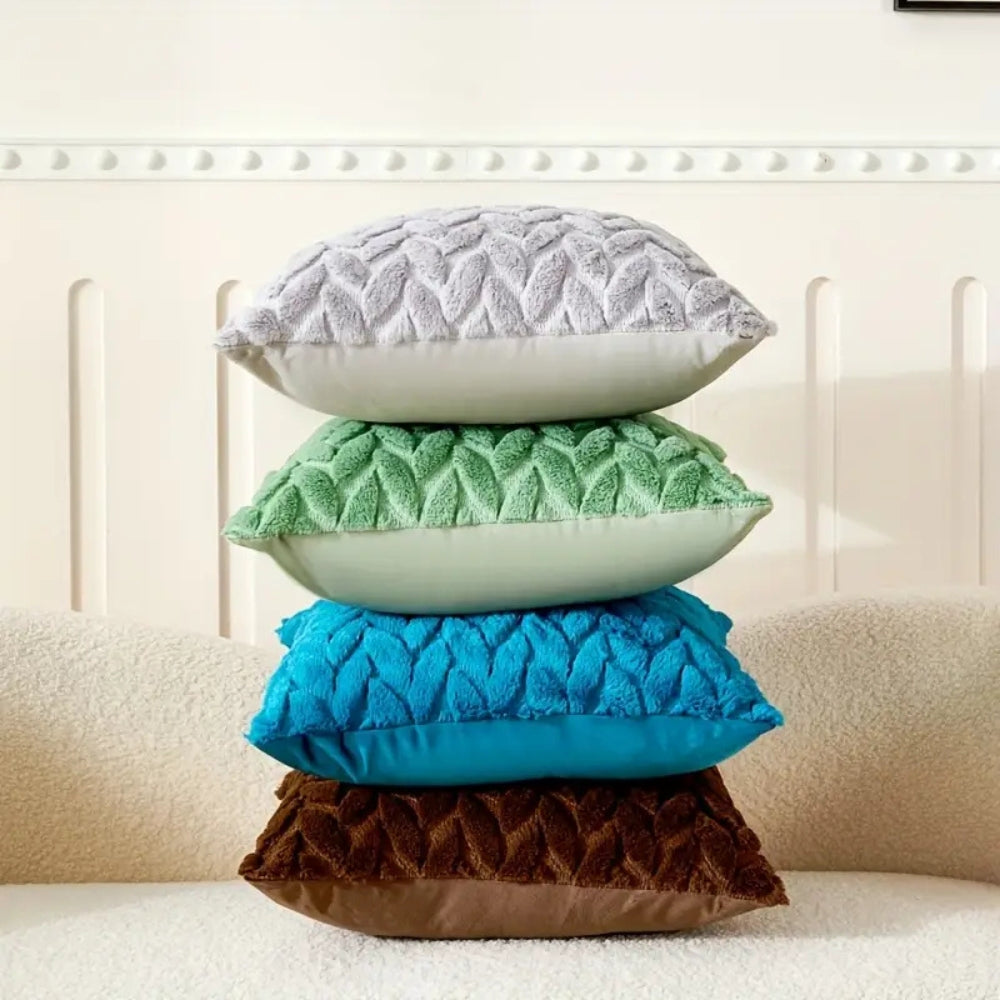 Geo Leaves Embroidered Cushion Cover — product detail view