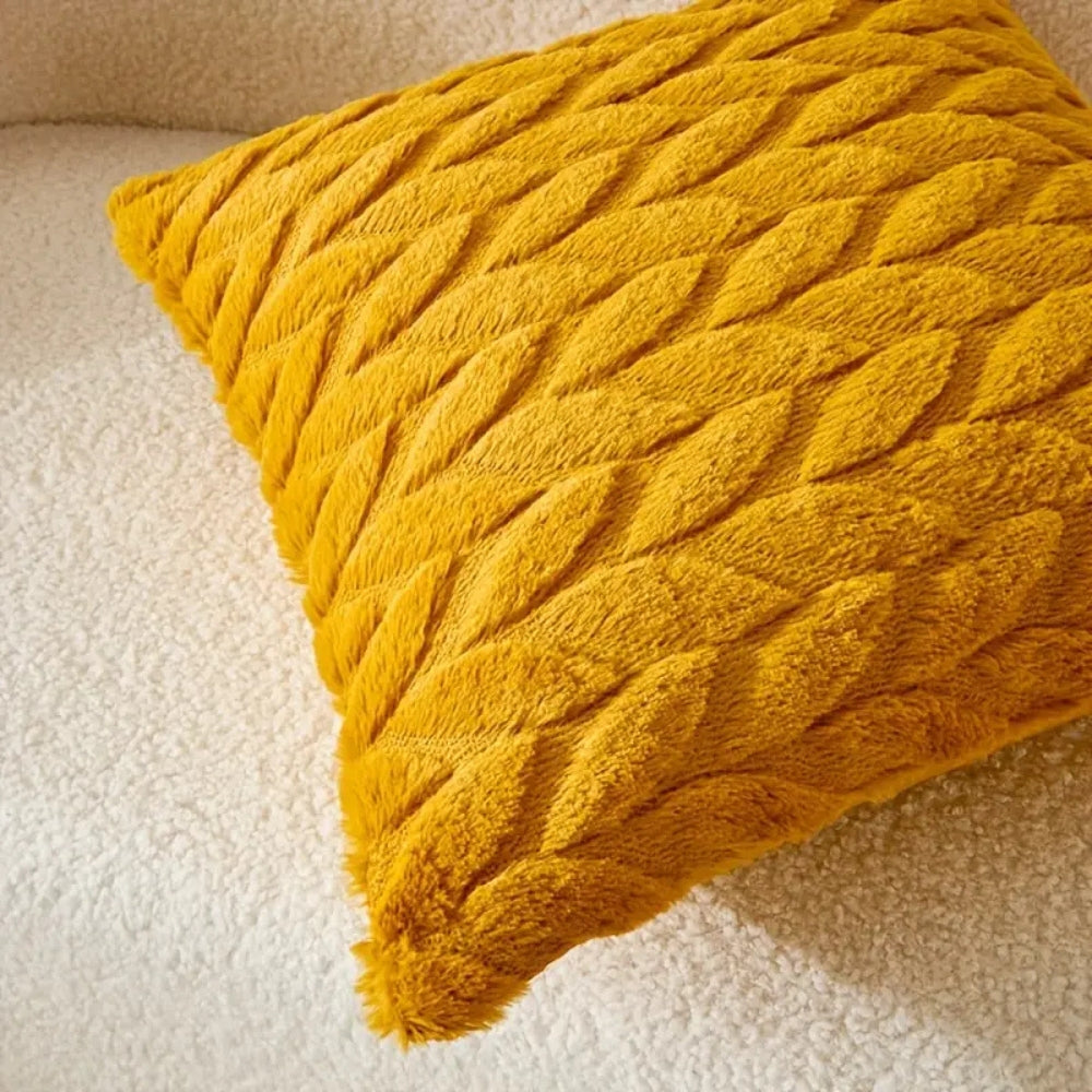 Geo Leaves Embroidered Cushion Cover — product in use