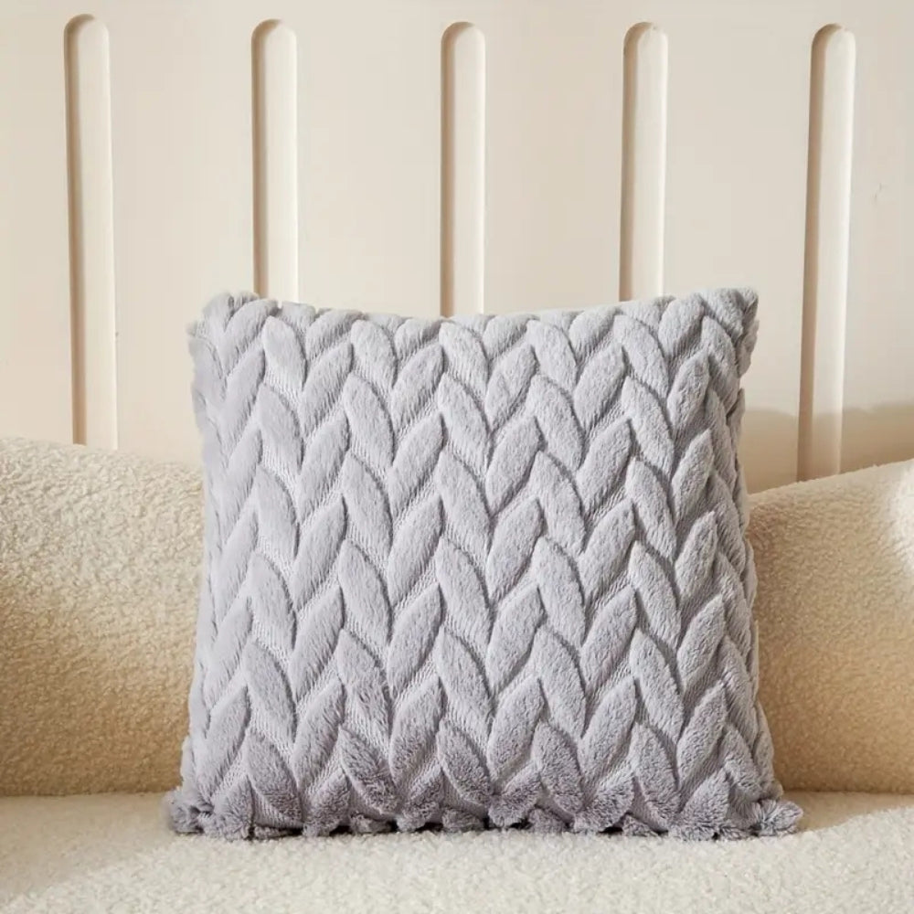 Geo Leaves Embroidered Cushion Cover — size and scale reference