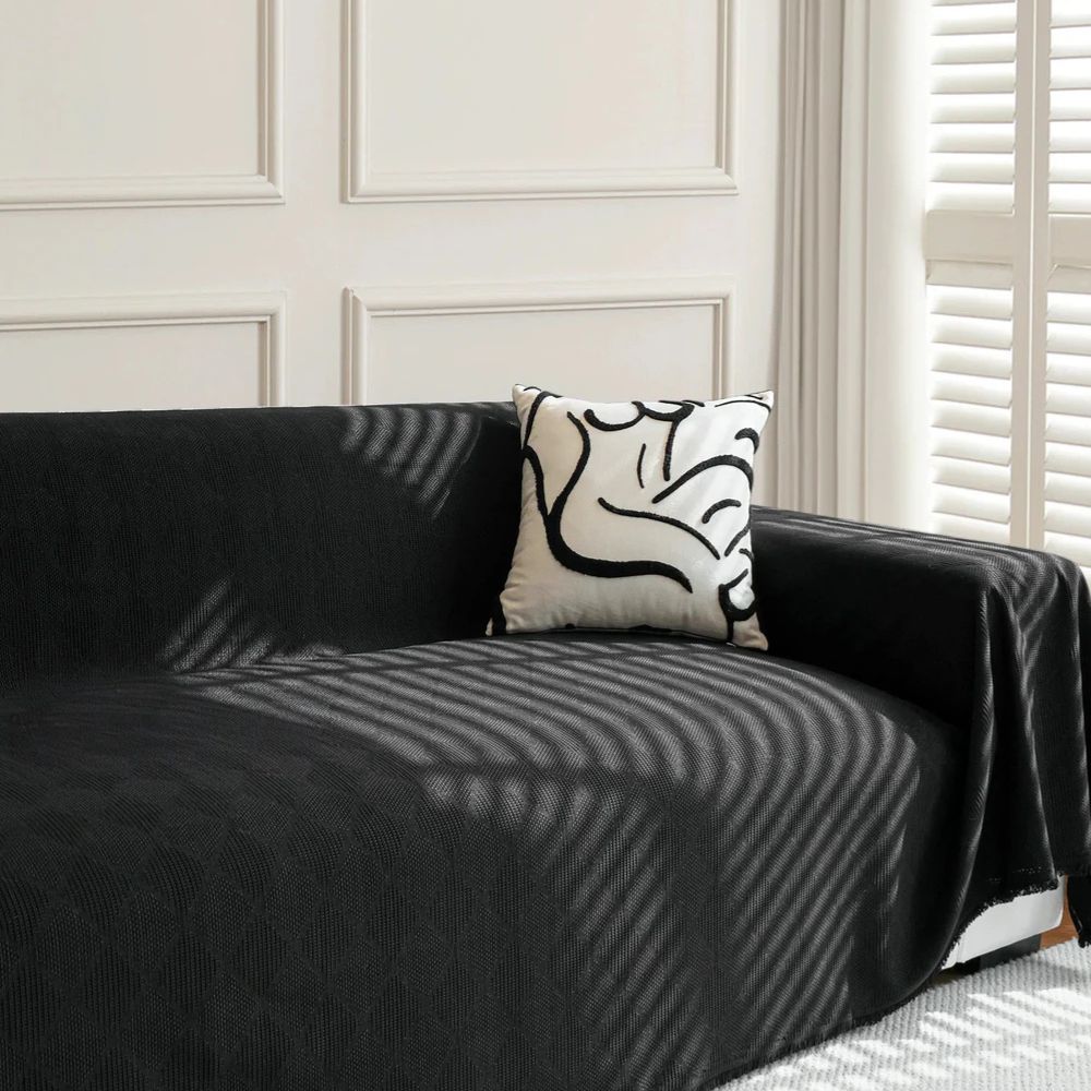 Diamond Grid Chenille Sofa Cover — product close-up
