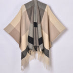 Geometric Fringe Windproof Cardigan Poncho — additional view