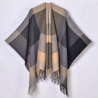 Geometric Fringe Windproof Cardigan Poncho — size and scale reference