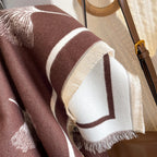 Ginkgo Leaf Print Tassel Shawl — product close-up
