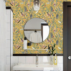 Golden Canopy Bird and Leaf Peelable Wallpaper — additional view