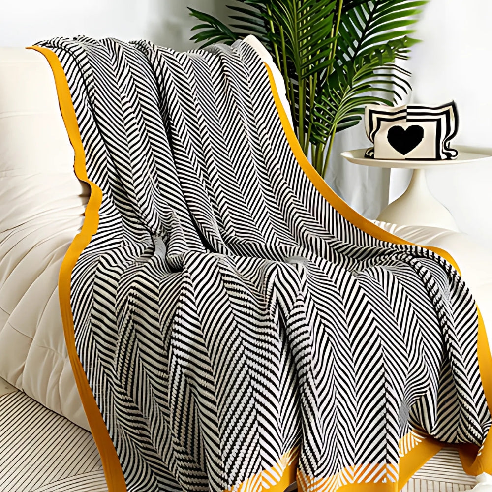 Golden Chevron Luxe Blanket — size and scale reference