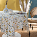 Golden Tassel Floral Round Table Cloth — product detail view