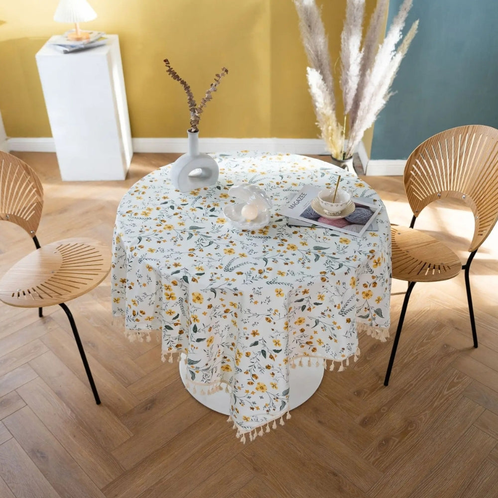 Golden Tassel Floral Round Table Cloth — main product photo