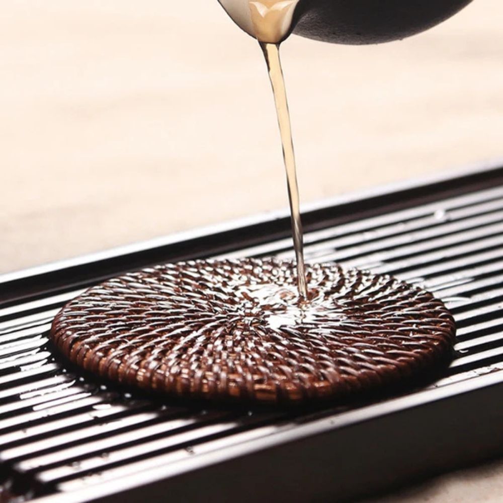 Handmade Rattan Coaster | 6pcs Set — product detail view