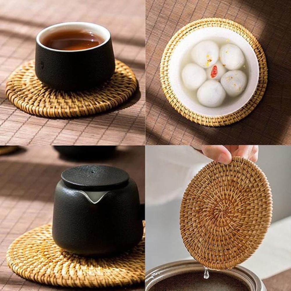 Handmade Rattan Coaster | 6pcs Set — product close-up