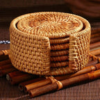 Handmade Rattan Coaster | 6pcs Set — alternate angle view