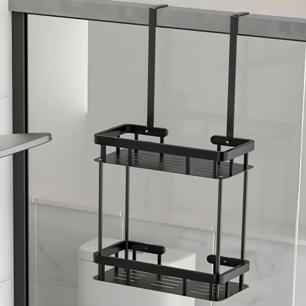Stainless Steel Bathroom Hanging Caddy Rack — product in use