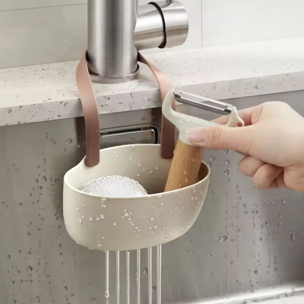 Hanging Silicone Dish Drainer Organiser — product in use