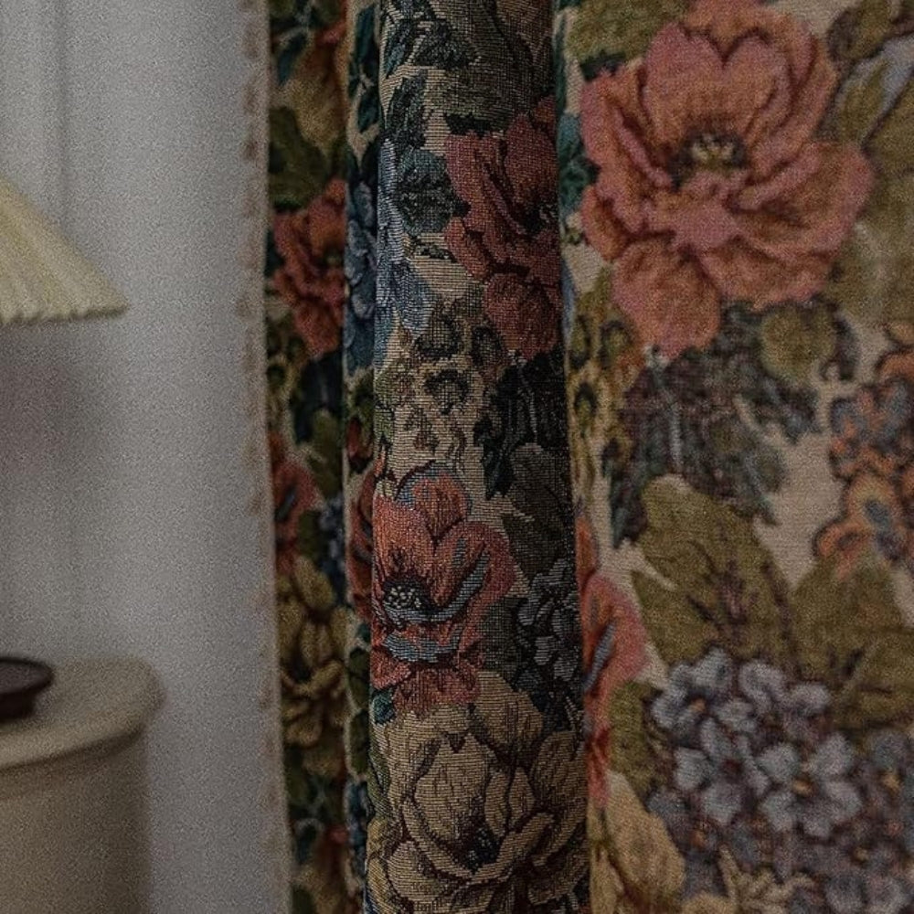 Heritage Rose Bloom Tassels Curtain — product in use