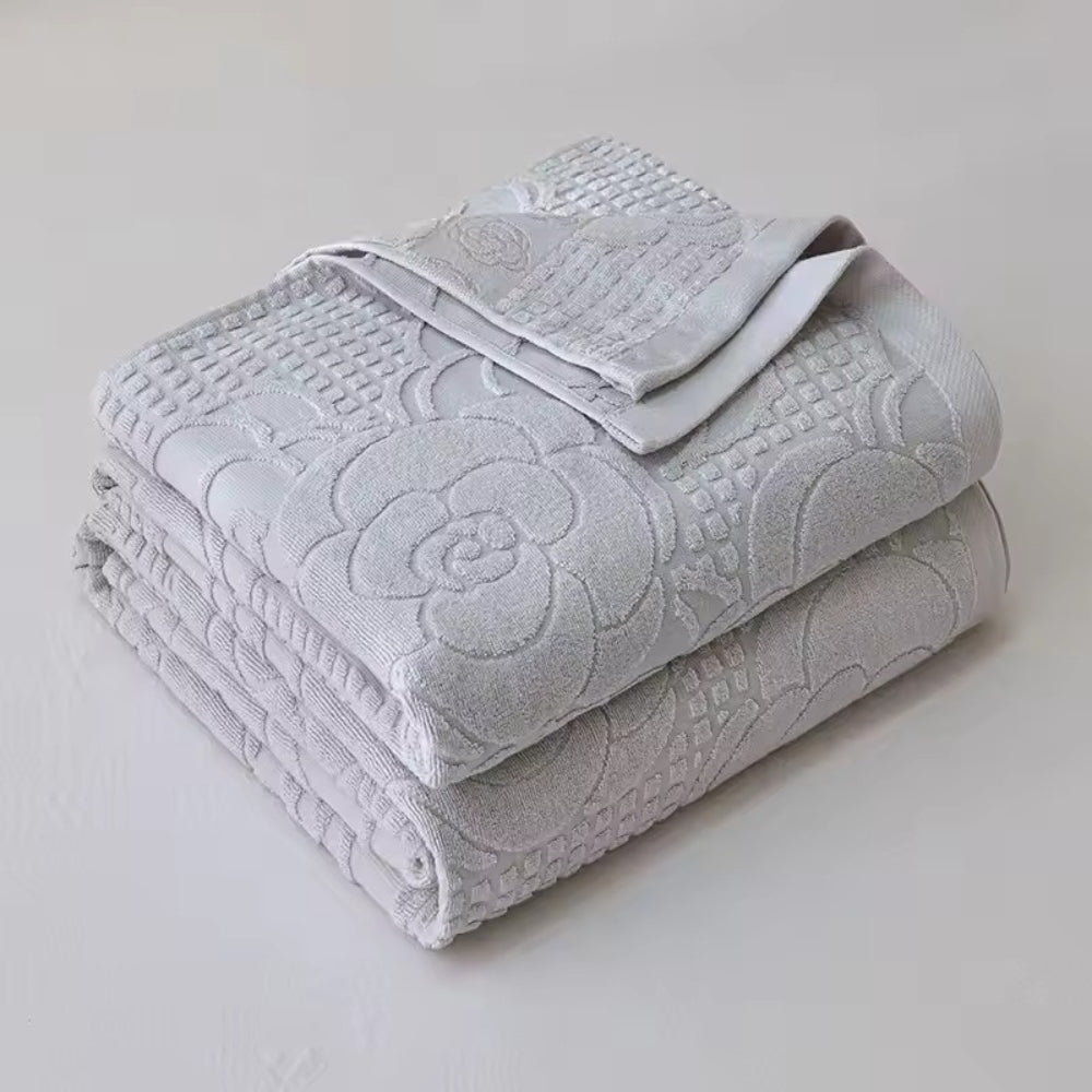 Flora Terry Cotton Weave Blanket — product detail view