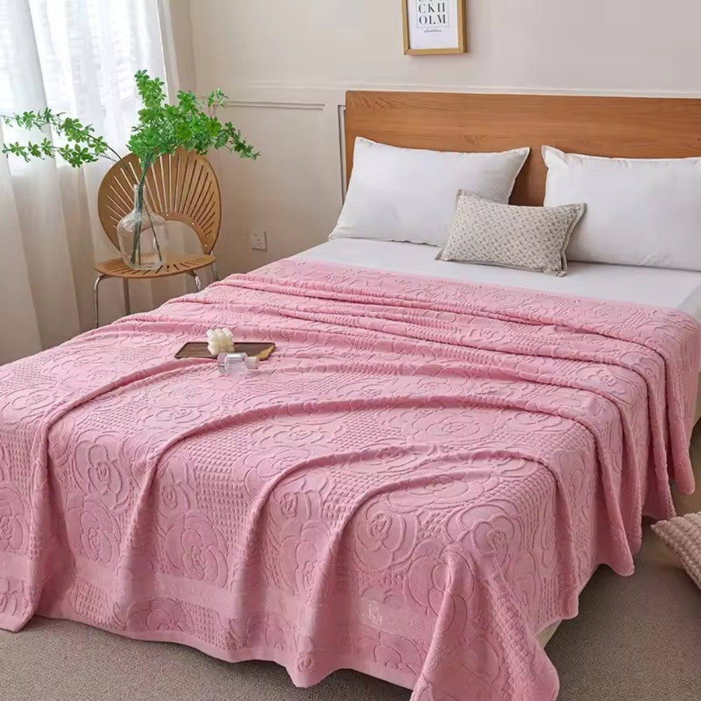 Flora Terry Cotton Weave Blanket — product close-up