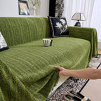 Herringbone Chenille Tassels Sofa Cover — lifestyle shot