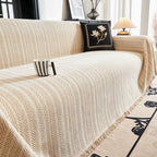 Herringbone Chenille Tassels Sofa Cover — product feature detail