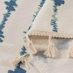 Inkblot Blue Tassel Cabinet Curtain — product in use