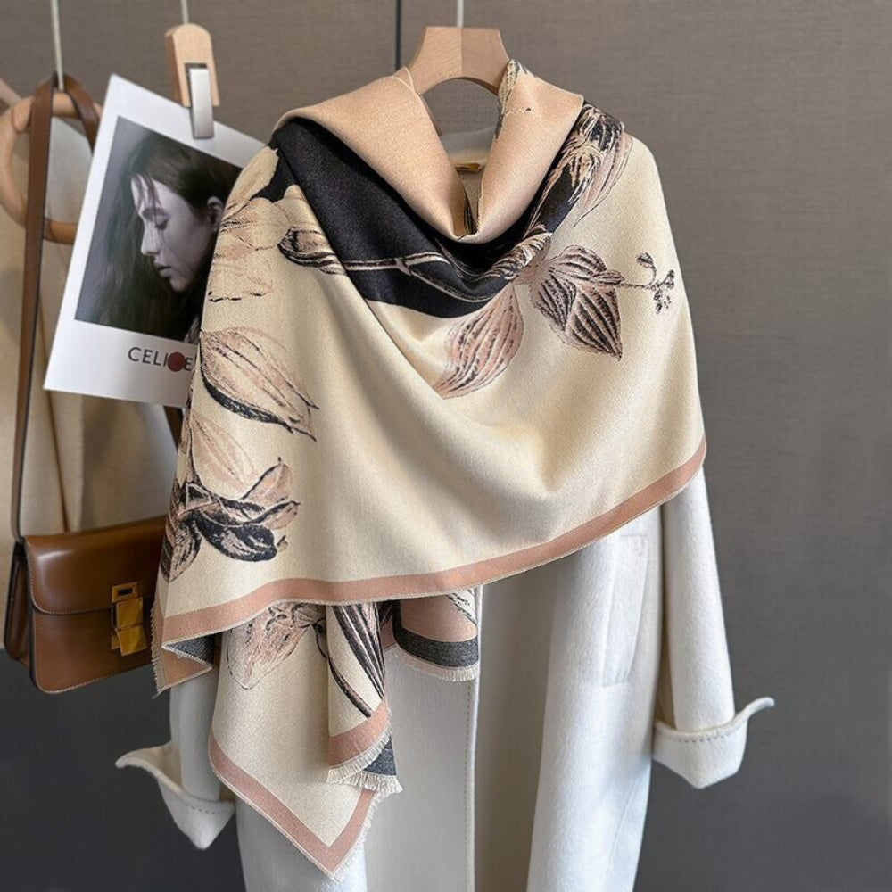 Iris Floral Soft Scarf Shawl — product detail view