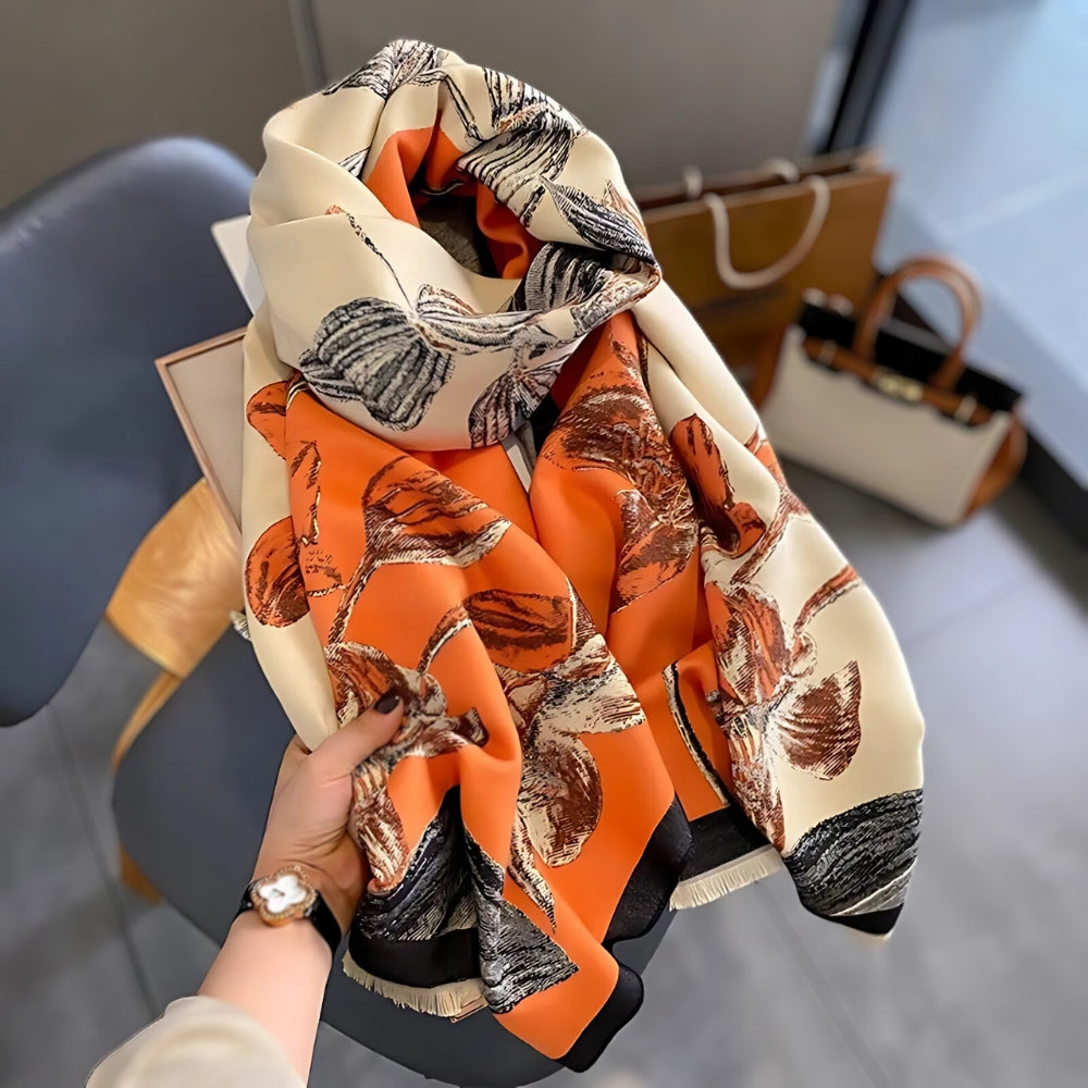 Iris Floral Soft Scarf Shawl — product in use