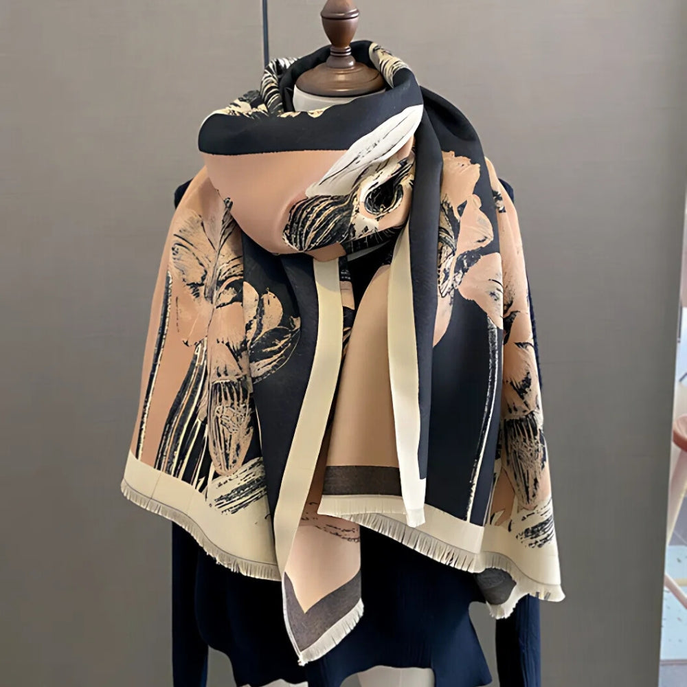 Iris Floral Soft Scarf Shawl — alternate angle view