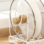 Iron Dish Pot Lid and Utensils Storage Rack — product close-up