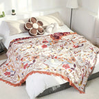 Jungle Bloom Reversible Cotton Blanket — product detail view