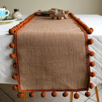 Jute Bohemian Pom-Pom Table Runner — main product photo