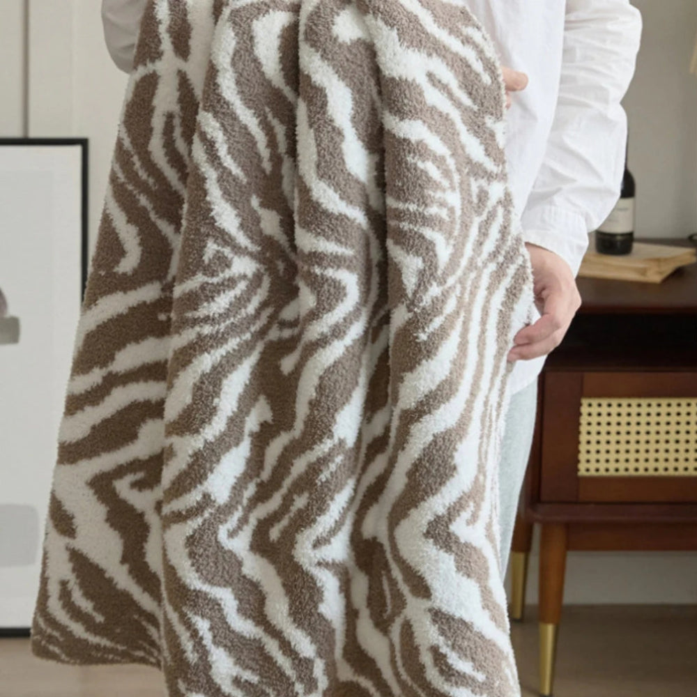 Knitted Zebra Pattern Throw Blanket — product close-up