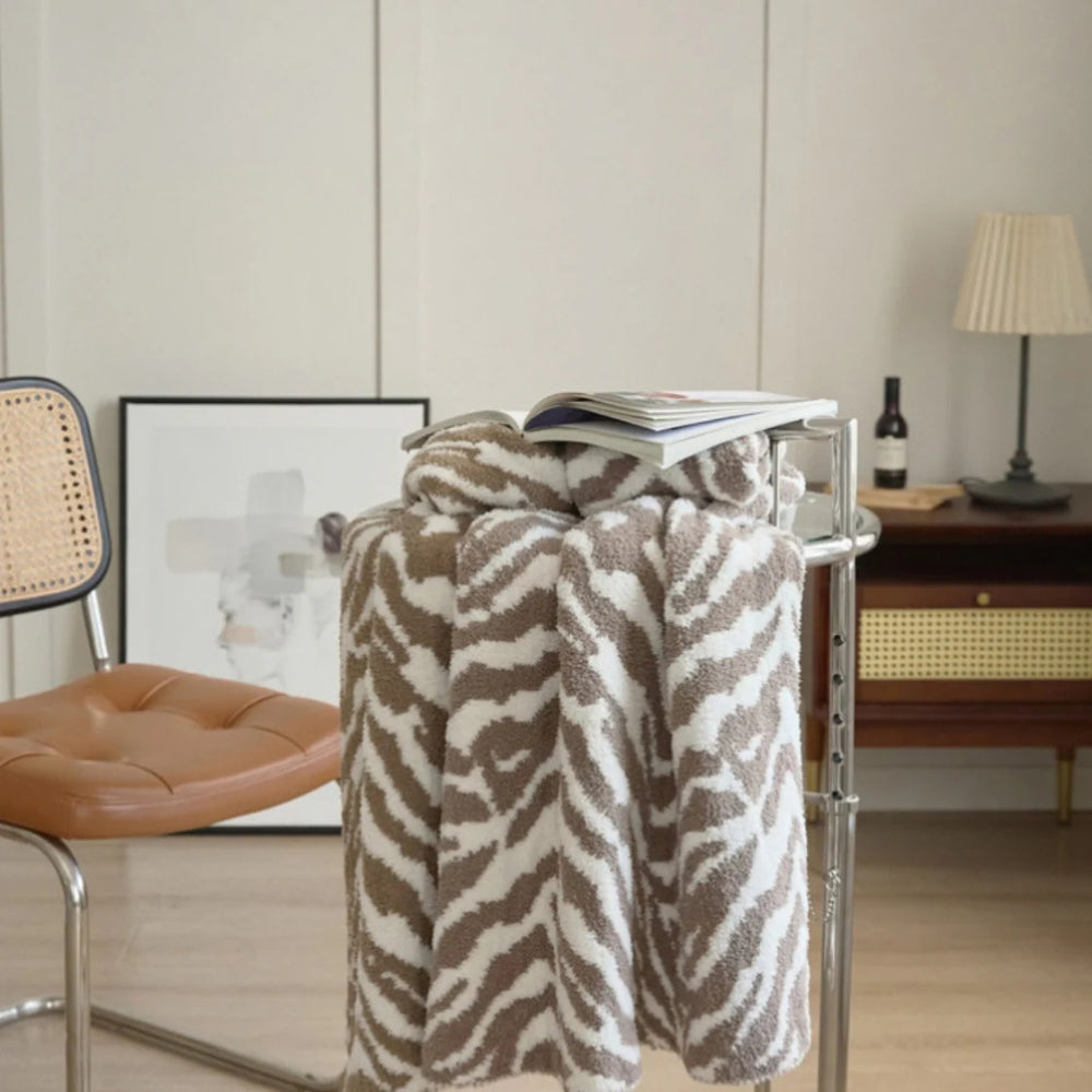 Knitted Zebra Pattern Throw Blanket — main product photo
