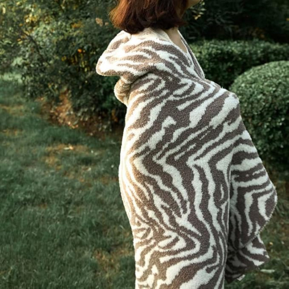 Knitted Zebra Pattern Throw Blanket — product detail view