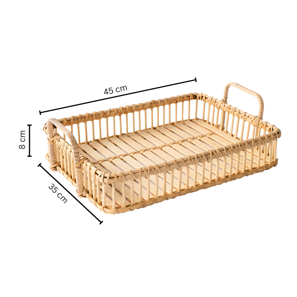 Rustic Weave Rattan Tray — material texture close-up