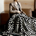 Labyrinthine Geometric Jacquard Throw Blanket — main product photo