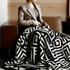Labyrinthine Geometric Jacquard Throw Blanket — main product photo