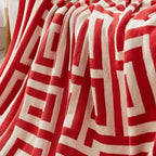 Labyrinthine Geometric Jacquard Throw Blanket — product close-up